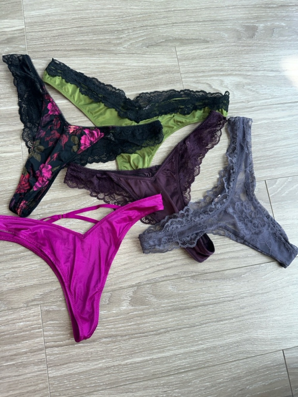 Women's Lace-Trim Thong Panty Pack - Mixed Colors